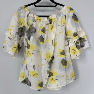 Hester & Orchard Linen Blend Short Sleeve Top Size M